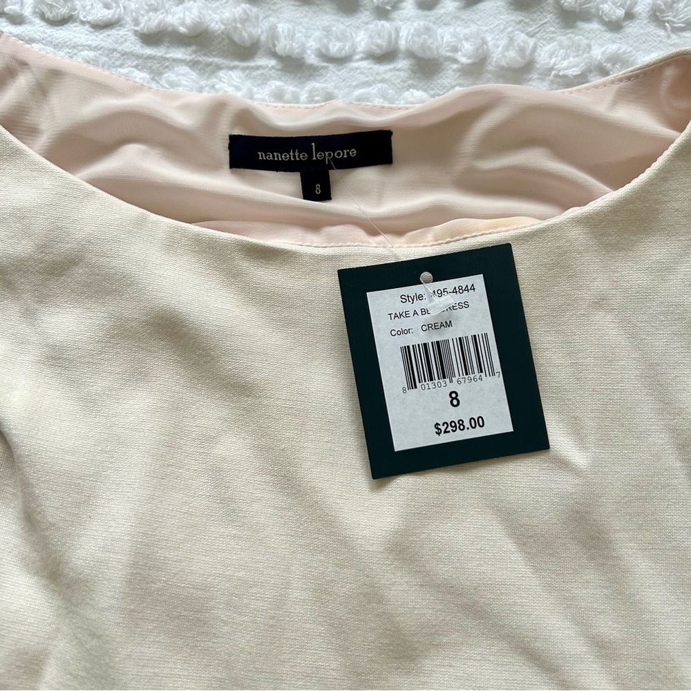 Women’s Nanette Lepore “Take a Bet” Cream Knit Shift Dress w/Black Bow Sz 8 NWT! - Picture 16 of 16